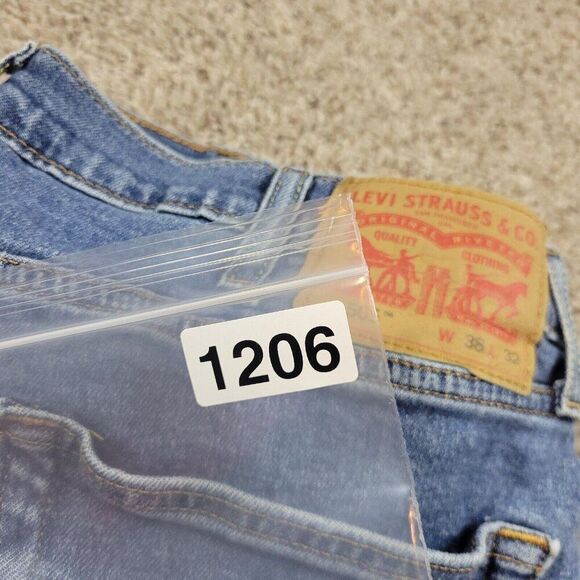 Levis 505 Jeans Mens 38x30.5 Tag 38x32 Regular Fit Straight Medium Wash Denim - Picture 8 of 8